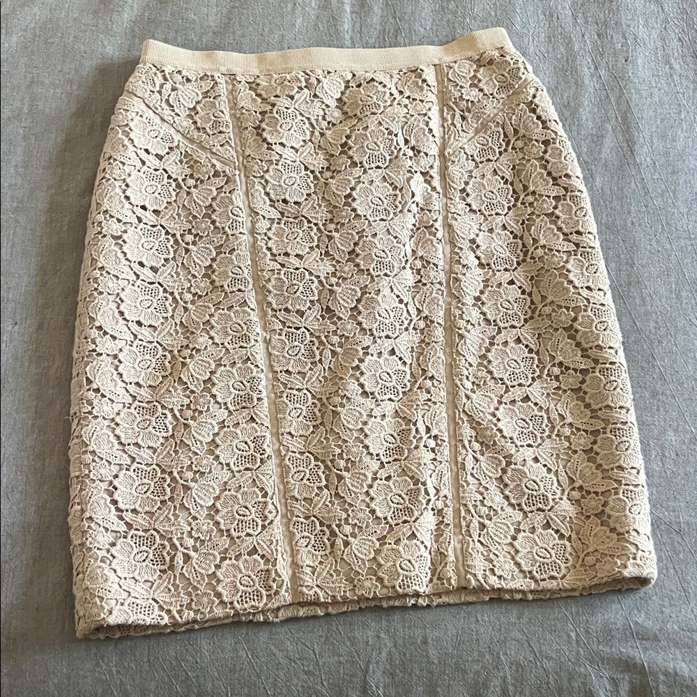 Ann Taylor petite 0 Elegant Cream Lace Skirt